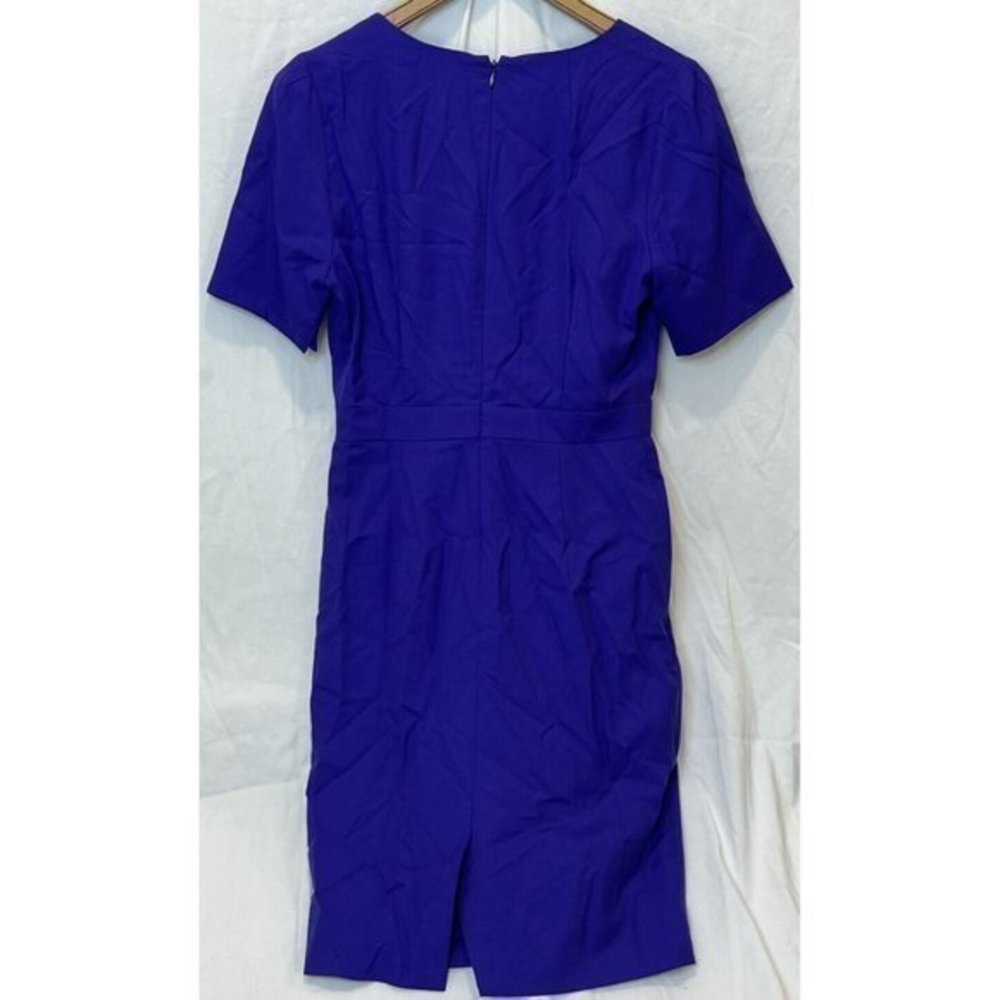 J Crew Super 120s Size 6 Purple Wool Vneck Shift Dress - Picture 3 of 3